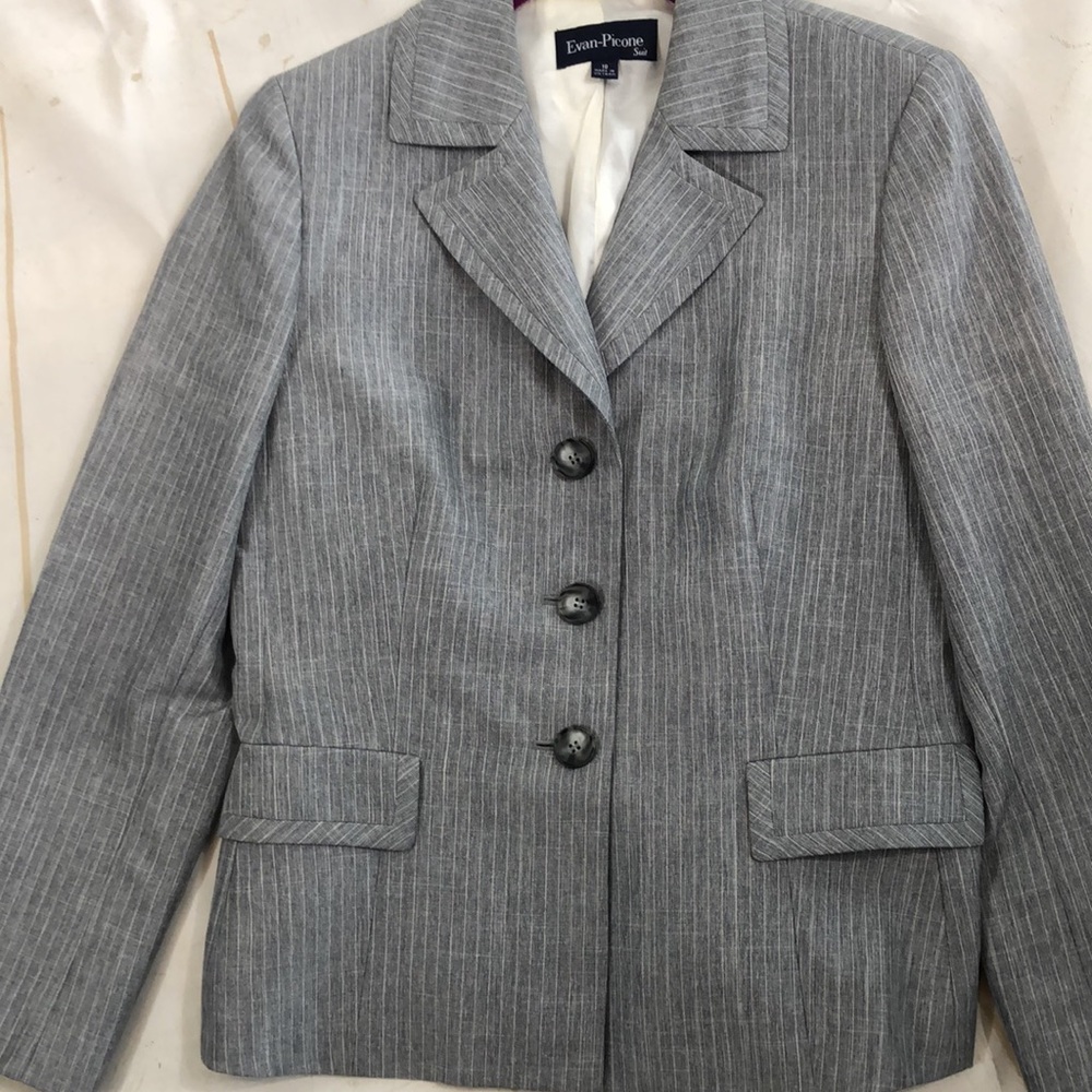 Evan-Picone Blazer Suit Jacket Gray Pinstripe NWOT